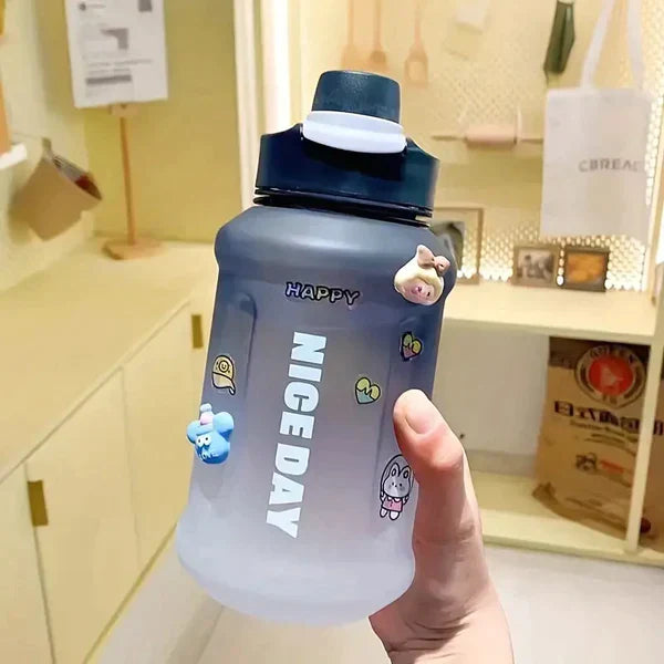 Gradient Water Bottle With Straw