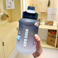 Gradient Water Bottle With Straw