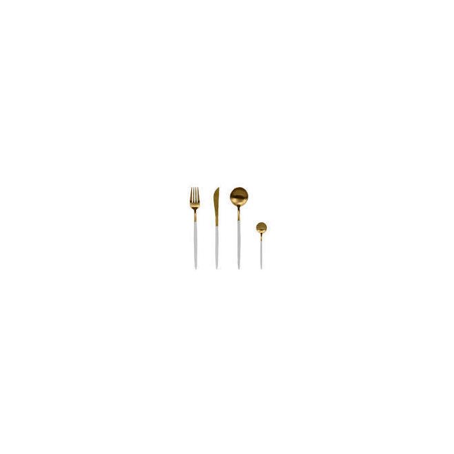 Stainless Steel White & Golden Cutlery Set (24 Pcs)