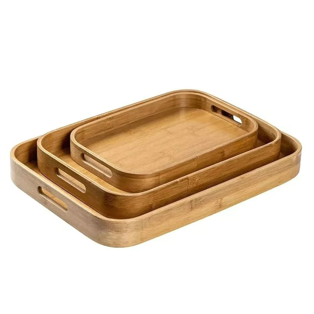Bamboo Serving Wooden Tray set of 3