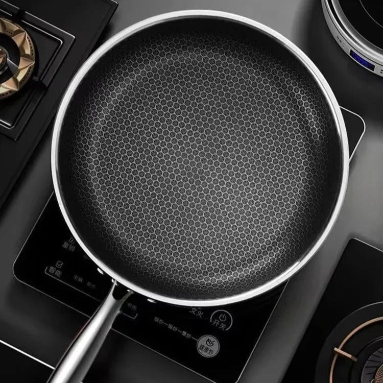 Honeycomb Laser Coated Stainless Steel Frying Pan