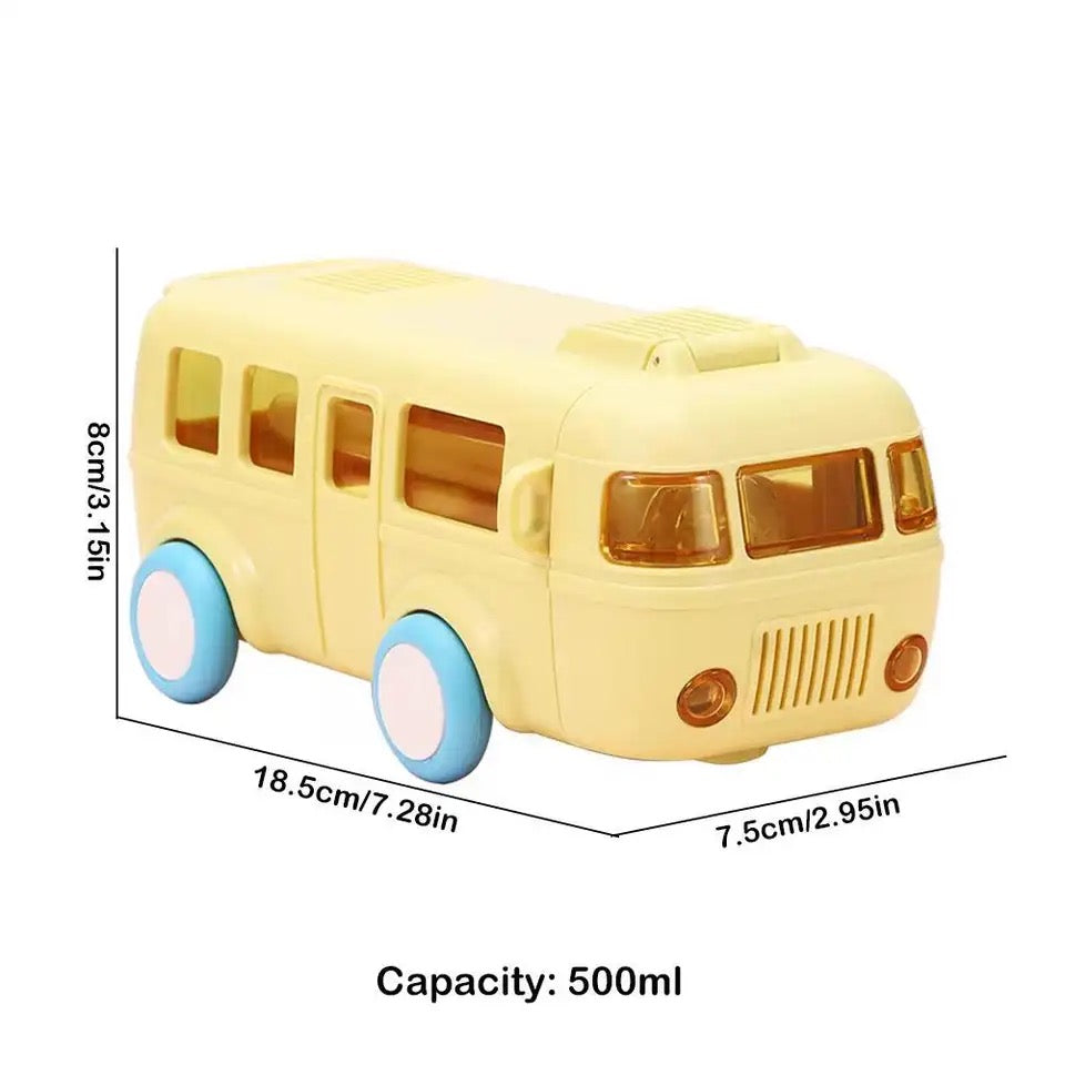 School Van Water Bottle, Summer Cute Bus Water Bottle with Strap, Toy Car Water Bottles for School Outdoor Travel, Leakproof Bus Shape Kids Small Car Straw Kettle, Portable Water Bottle for Kids, 500ml Kids Water Bottles with Straw and Shoulder Strap