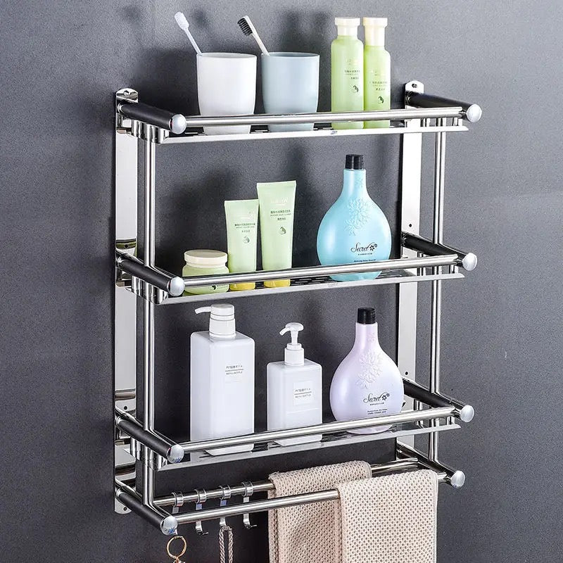 Stainless Steel Silver Towel Rack, 3 Tier