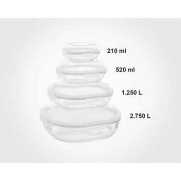 Limon 4 Pcs Glass Storage Box Container Set