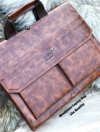 Messenger Laptop 15.6 Bag for Men & Women Outdoor Travel Business Pu Leather 8020-1 Brown