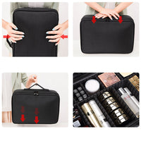 Professional Travel Makeup Bag, Portable Cosmetic Bag With Adjustable Dividers, Makeup Suitcase For Women
