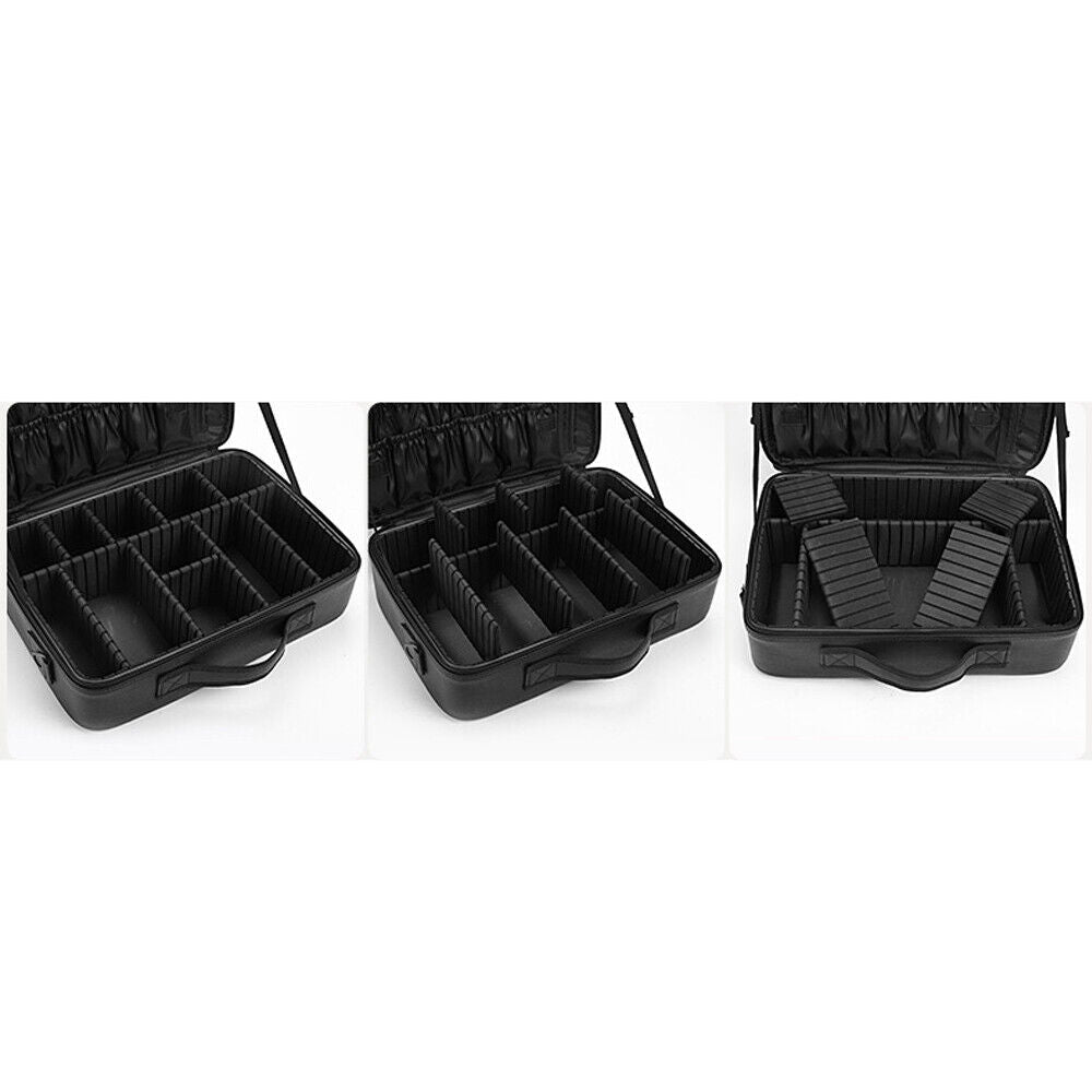 Professional Travel Makeup Bag, Portable Cosmetic Bag With Adjustable Dividers, Makeup Suitcase For Women