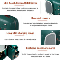 Modern Makeup Organizer Box With Led Mirror, Desktop Cosmetic Storage Box, Cosmetics Storage Display Rack with Drawer, Waterproof Dustproof Makeup Storage Box with Mirror, Makeup Skin Care Box with LED Lighted Mirror for Bathroom Dresser and Vanity