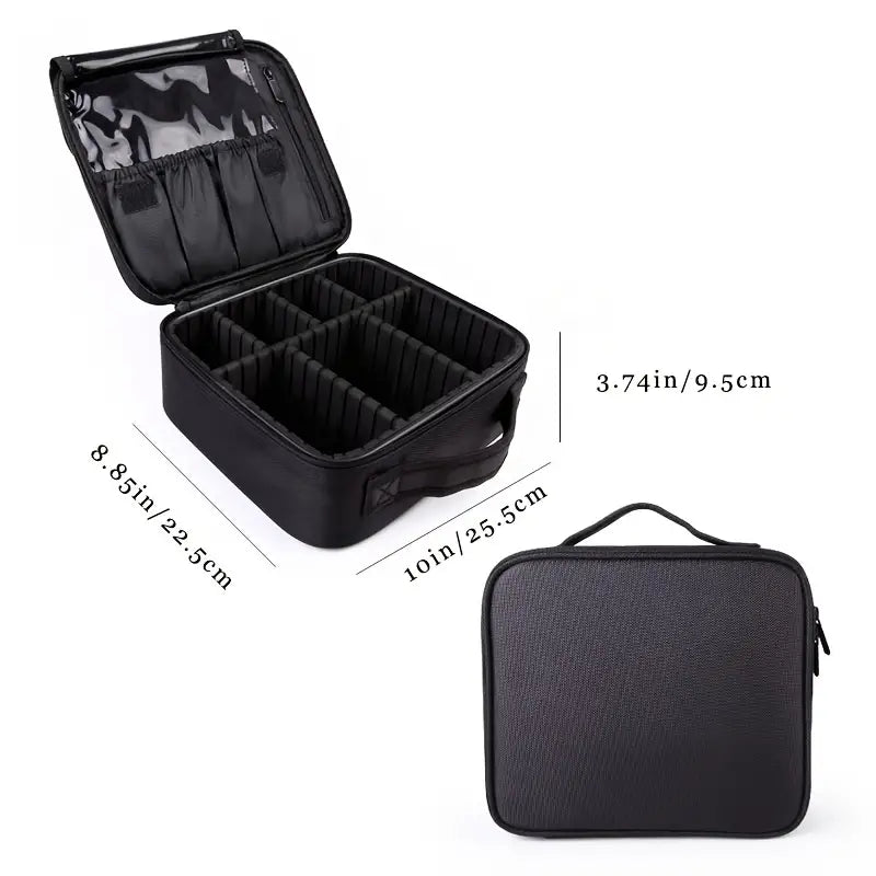 Professional Travel Makeup Bag, Portable Cosmetic Bag With Adjustable Dividers, Makeup Suitcase For Women