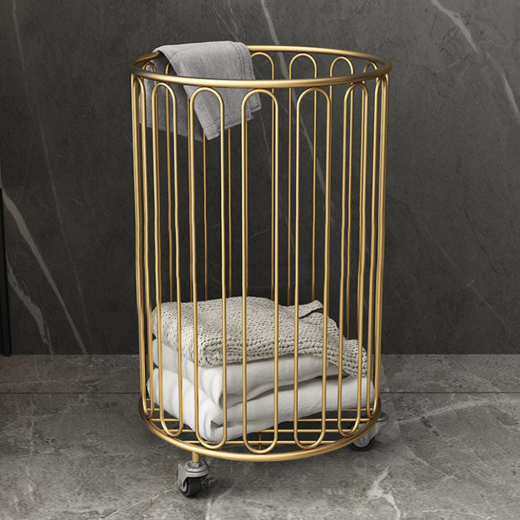 Modern Round Metal Laundry Basket with Wheels