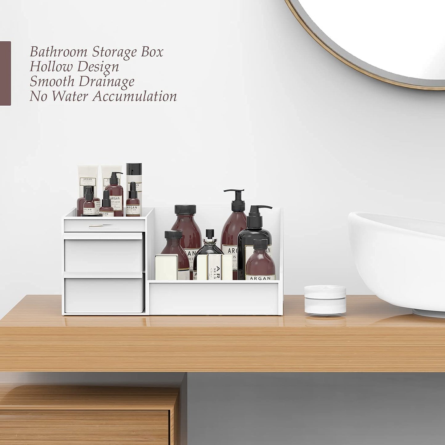 Dresser Table Makeup Box, Desktop Cosmetic Storage Box With Drawer, Makeup Sundries Storage Organizer, Cabinet Sorting Box, Jewelry Nail Polish Makeup Drawer Container, Multifunctional Divisions Desk Organizer, Drawer Head Ornament Sorting Make Up Box