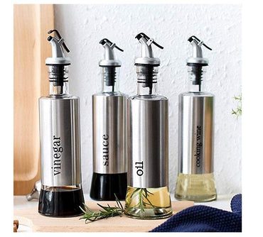 Oil and Vinegar Bottles Set with Drip-Free Design - Set of 4
