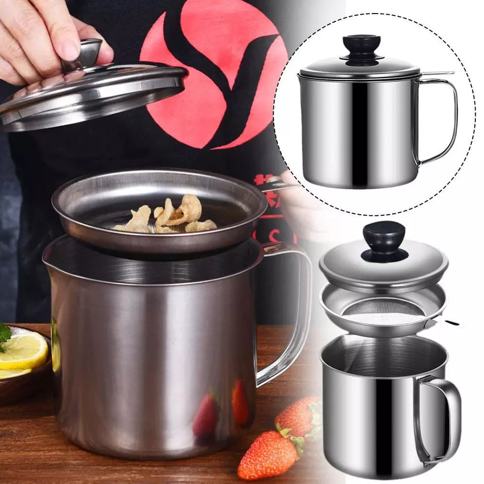 Kitchen Oil Strainer Pot Stainless Steel