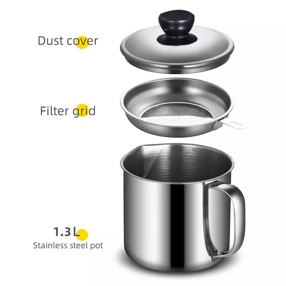 Kitchen Oil Strainer Pot Stainless Steel