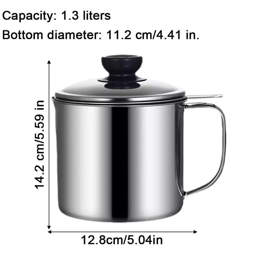 Kitchen Oil Strainer Pot Stainless Steel