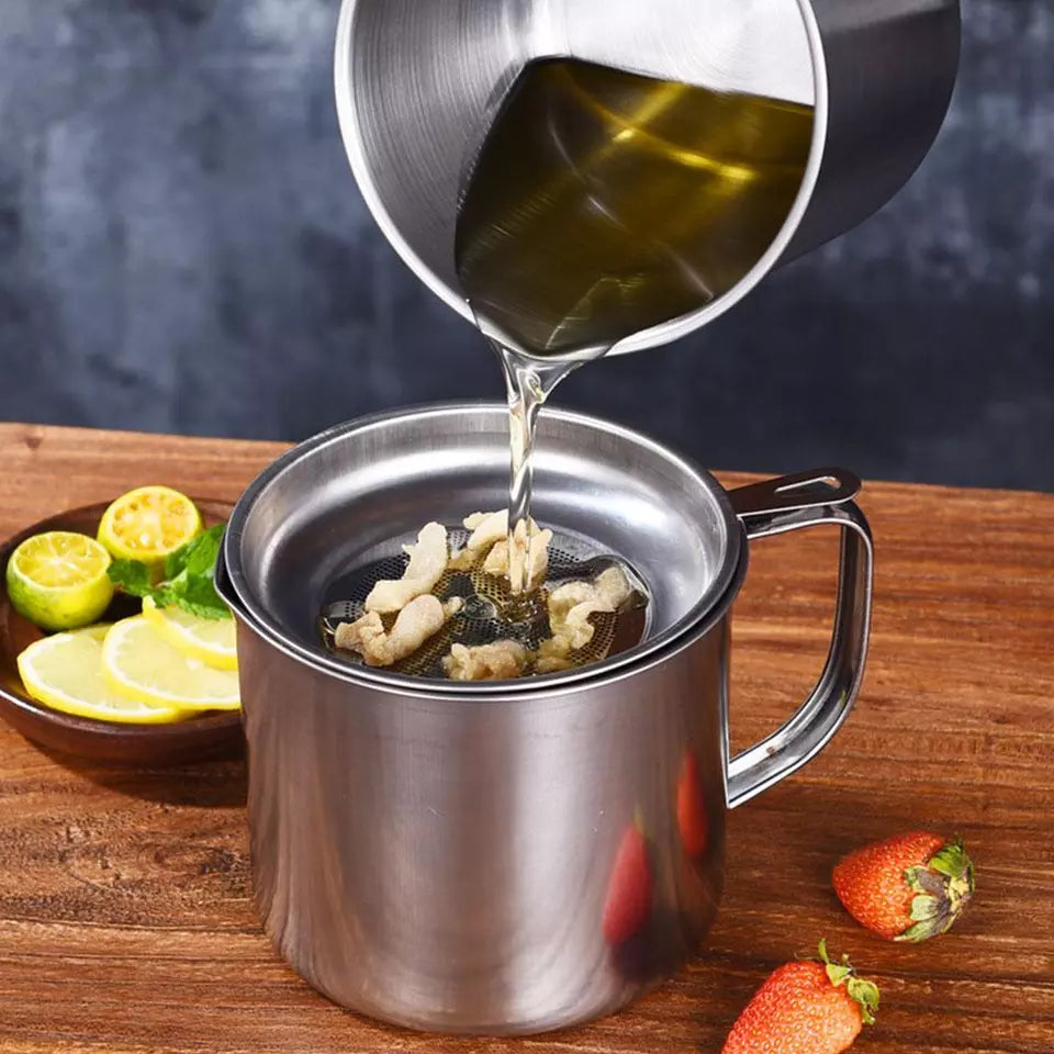 Kitchen Oil Strainer Pot Stainless Steel
