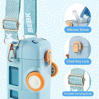 School Van Water Bottle, Summer Cute Bus Water Bottle with Strap, Toy Car Water Bottles for School Outdoor Travel, Leakproof Bus Shape Kids Small Car Straw Kettle, Portable Water Bottle for Kids, 500ml Kids Water Bottles with Straw and Shoulder Strap